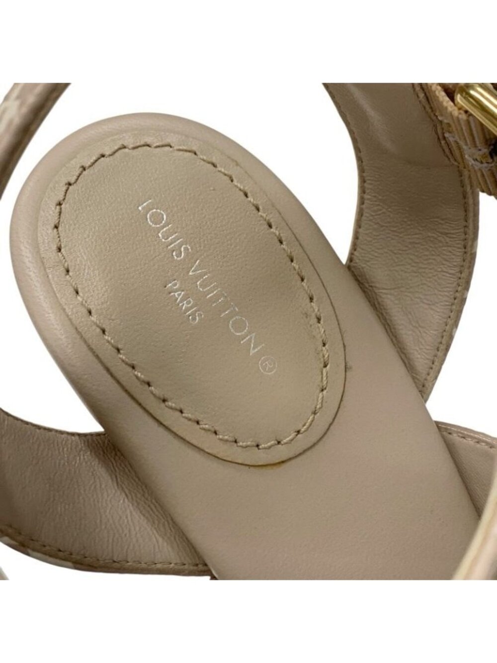 Louis Vuitton Starboard Line Monogram Sandals Shoes Leather Pink Beige - Picture 7 of 9